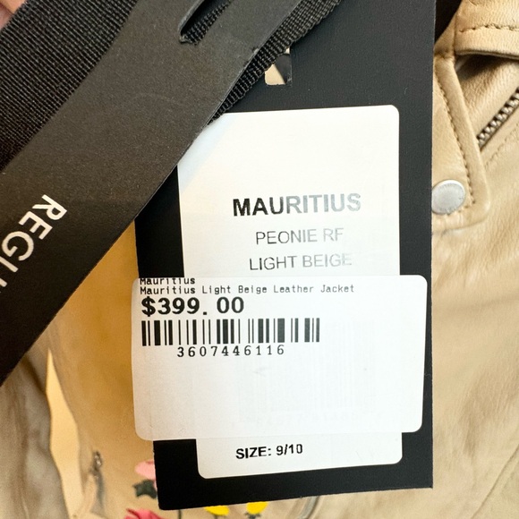 Mauritius Peonie Embroidered Leather Moto Jacket Size 9/10 - Picture 11 of 11